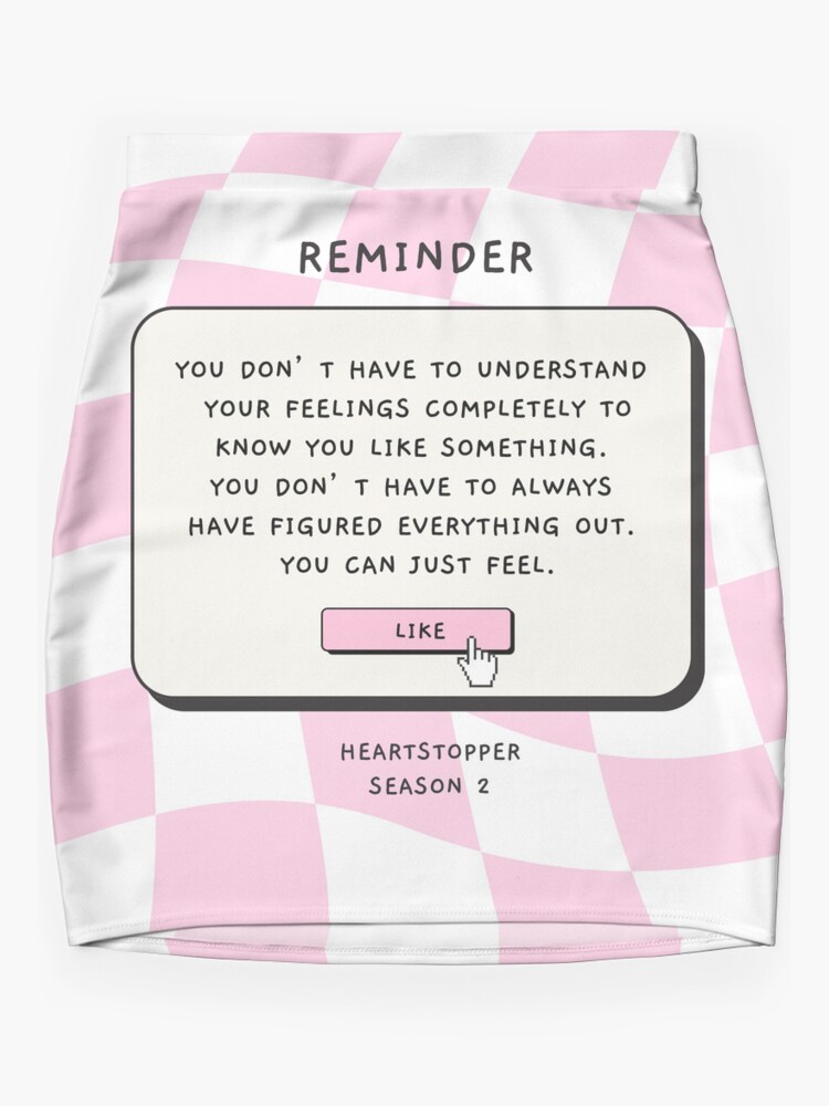 Thumbnail 3 of 4, Mini Skirt, Heartstopper Reminder Quote 90s Style designed and sold by annylands.