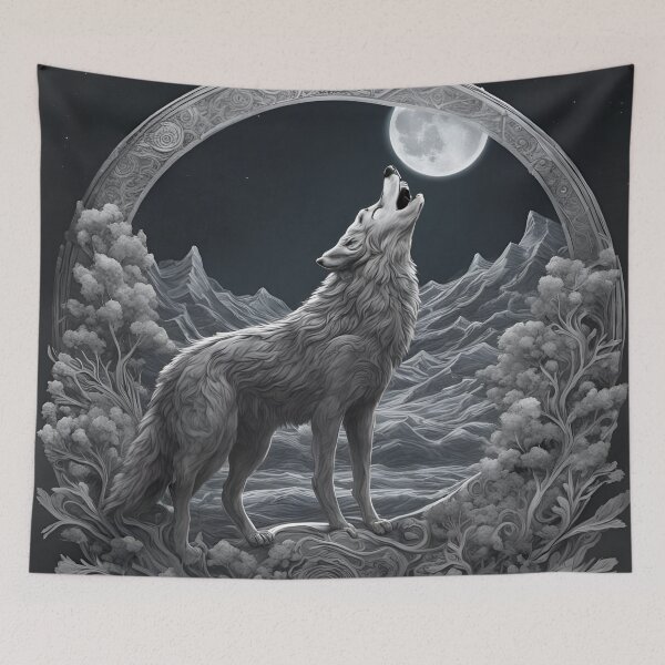 Item preview, Wolf crying at the full moon designed and sold by FineArtworld7.