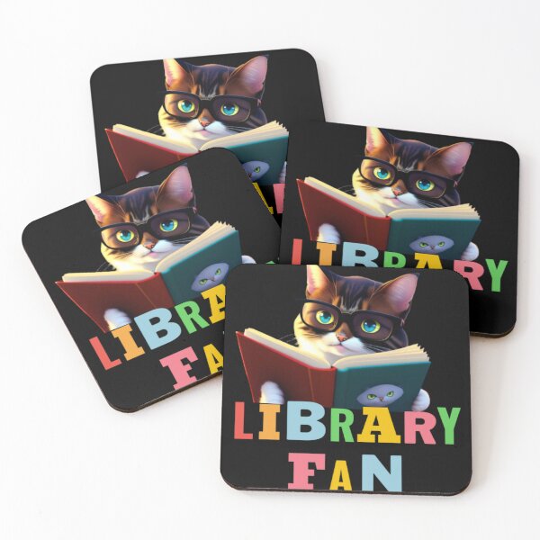 Item preview, Library fan , cute cat reading a book  designed and sold by sweetiejojo.