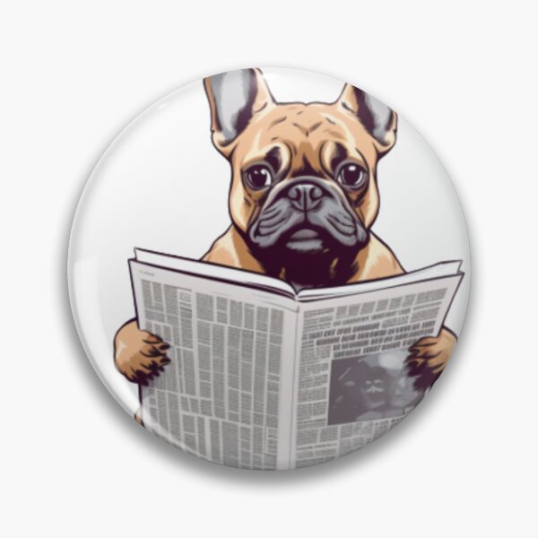 Item preview, Frenchie Reading the Newspaper French Bulldog  designed and sold by PetsEnough.