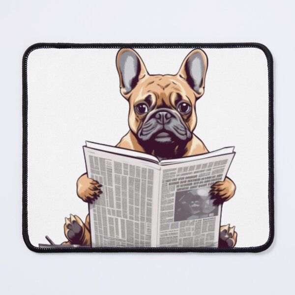 Item preview, Frenchie Reading the Newspaper French Bulldog  designed and sold by PetsEnough.