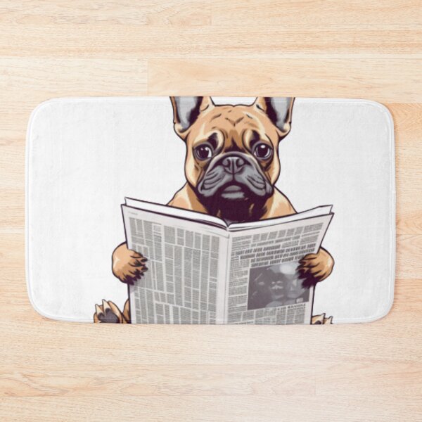 Item preview, Frenchie Reading the Newspaper French Bulldog  designed and sold by PetsEnough.