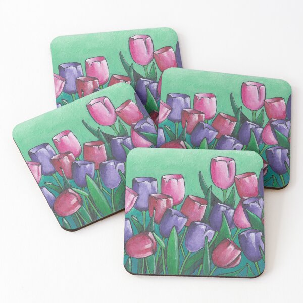 Item preview, Colorful tulips in my secret garden original designed and sold by Marikohandemade.