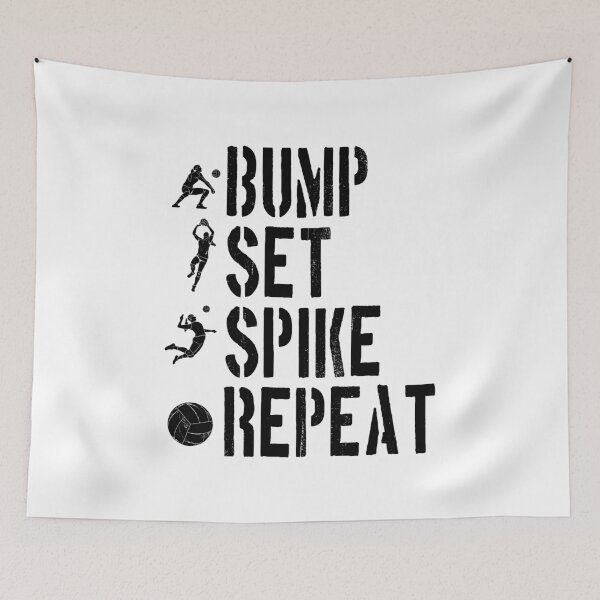 Artikelvorschau, Bump Set Spike Repeat Design für Volleyball-Fans entworfen und verkauft von ChaosEdits.