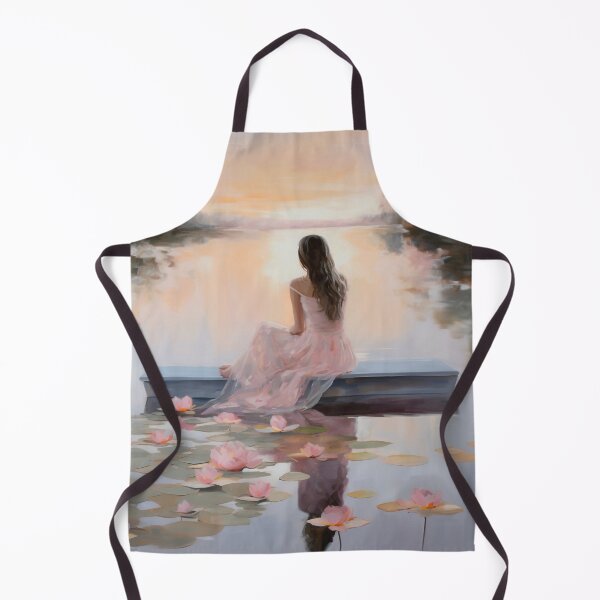Item preview, Coquette aesthetic vintage painting of a woman by a lake designed and sold by Coquette Art.