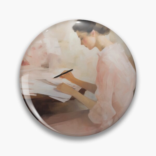 Item preview, Coquette aesthetic vintage painting of a writer woman designed and sold by Coquette Art.