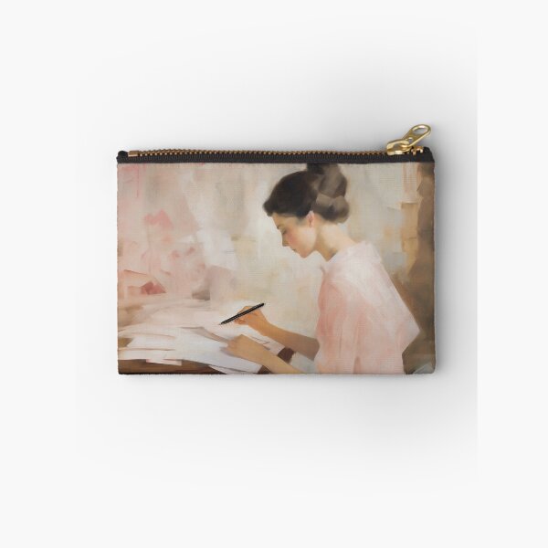 Item preview, Coquette aesthetic vintage painting of a writer woman designed and sold by Coquette Art.