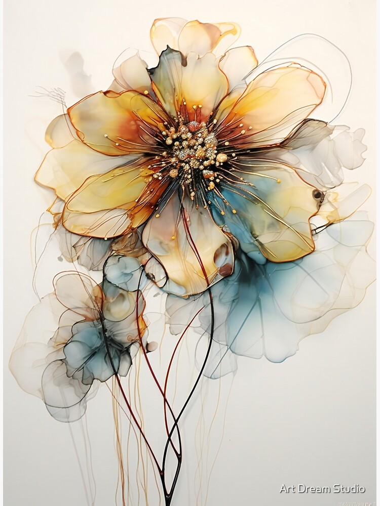 Mixed media and alcohol Ink Flower Poster for Sale by Art Dream Studio