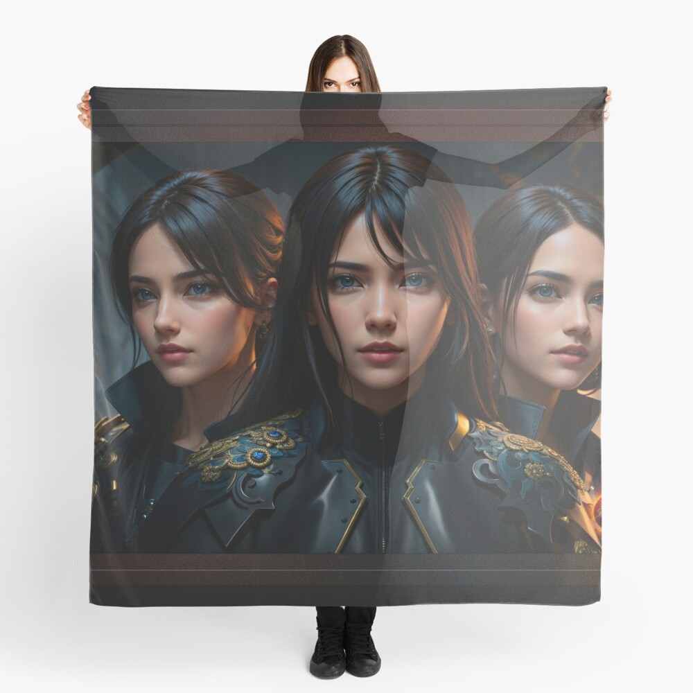 Sisters Of The Amari Fantasy Mystical AI Concept Art Portrait by Xzendor7 Decorative Ladies Scarf