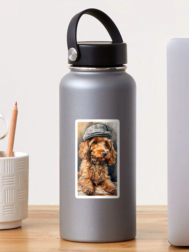 Thumbnail 1 of 3, Sticker, Dog in Cap designed and sold by WrenCottage.