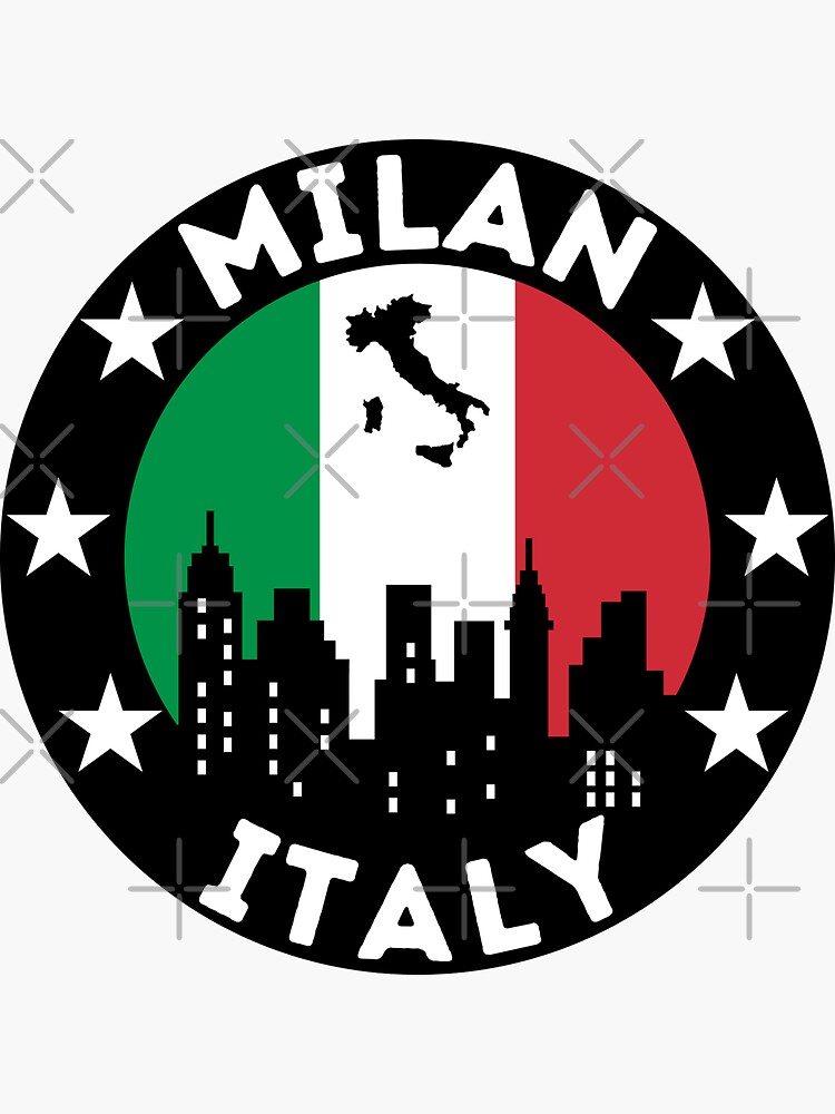 Milan City Skyline, Italian Flag Sticker for Sale by Travelers Verse