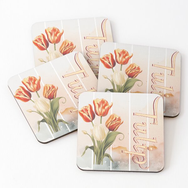 Item preview, Vintage tulip flower design with intricate text and watercollored art background designed and sold by Vindbult.