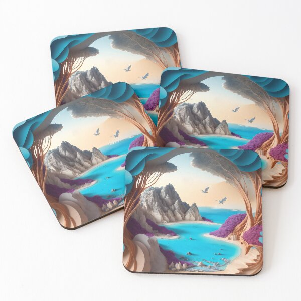 Item preview, Serene Beach Escape: Quilled Secluded Shoreline designed and sold by Ceemko's Vintage Corner.