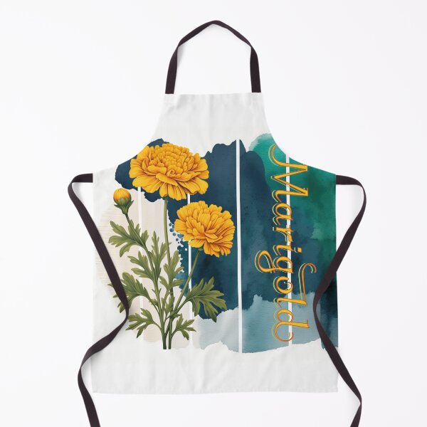 Item preview, A beautiful design with a vintage Marigold flower and intricate text.  Background with watercolor art designed and sold by Vindbult.