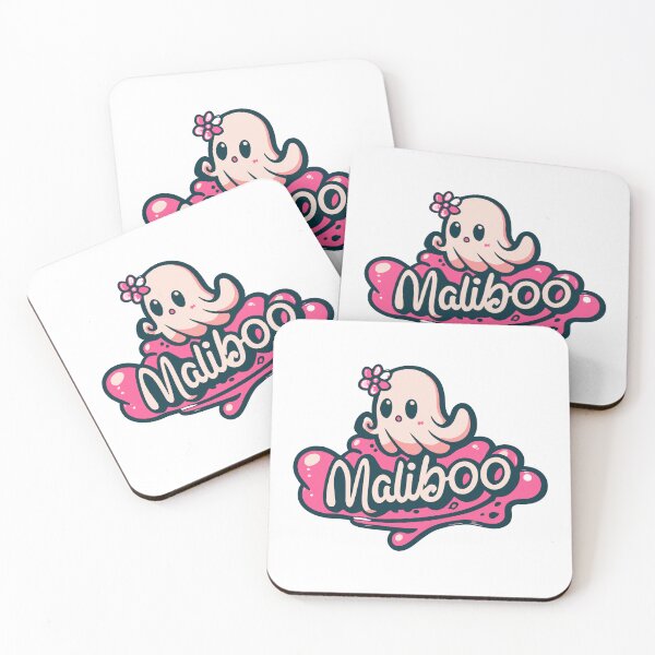 Aperçu de l'œuvre Mignon Maliboo Malibu Halloween Ghost (version rose) créée et vendue par samjretro.