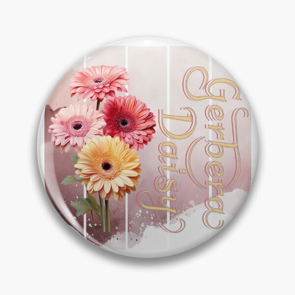 Item preview, Vintage Gerbera Daisy and intricate text.  Background with watercolor art designed and sold by Vindbult.