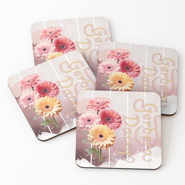 Item preview, Vintage Gerbera Daisy and intricate text.  Background with watercolor art designed and sold by Vindbult.