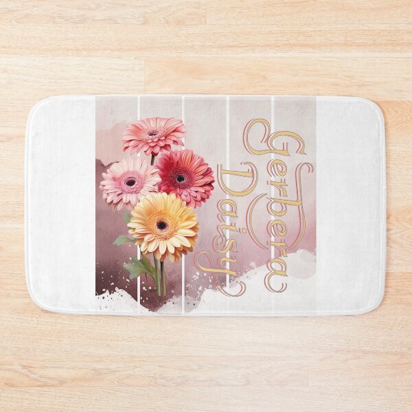 Item preview, Vintage Gerbera Daisy and intricate text.  Background with watercolor art designed and sold by Vindbult.