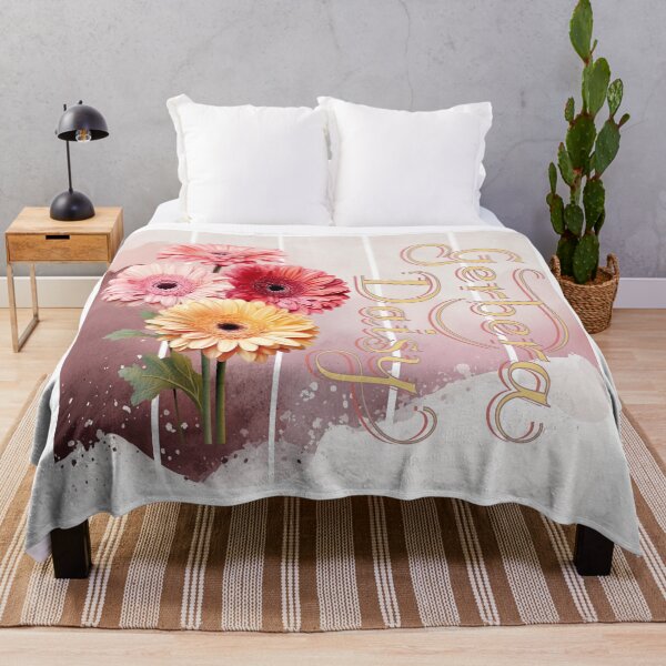 Item preview, Vintage Gerbera Daisy and intricate text.  Background with watercolor art designed and sold by Vindbult.
