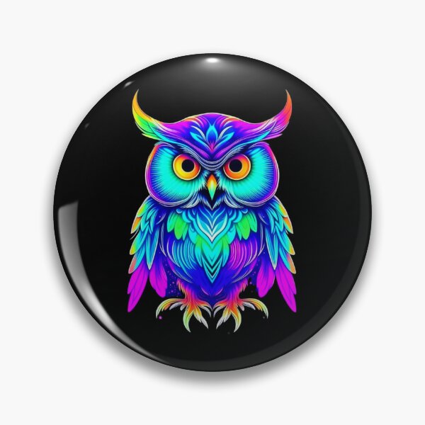 Item preview, Holographic owl, cute colorful psychedelic bird designed and sold by All Year Round.