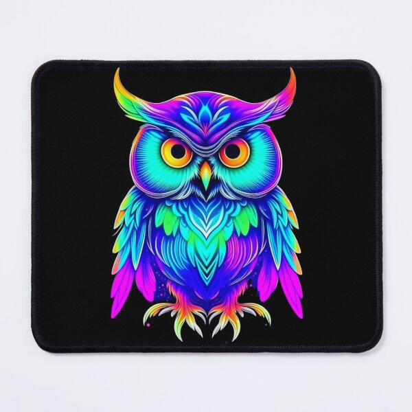 Item preview, Holographic owl, cute colorful psychedelic bird designed and sold by All Year Round.