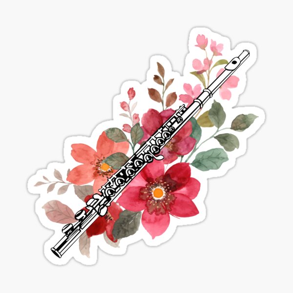 Item preview, FLUTE AND FLOWERS - transverse flute – flutist - flute player designed and sold by Musicians-world.