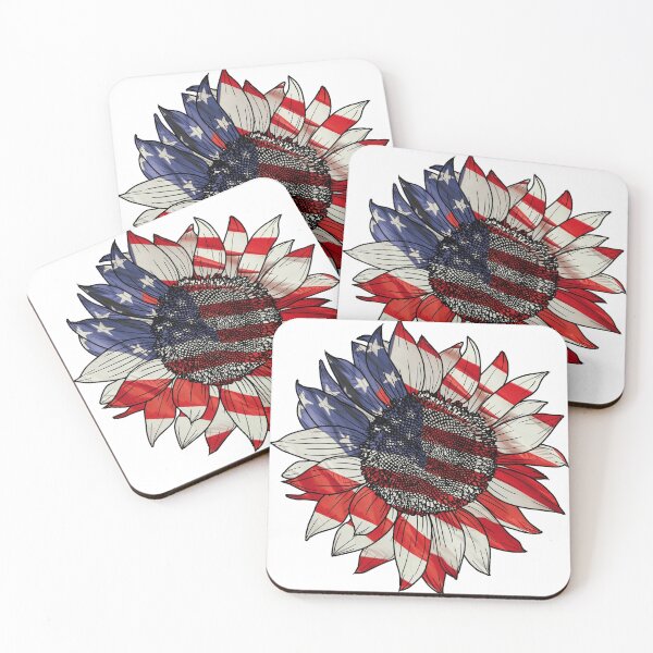 Item preview, Sunflower American flag graphic design print designed and sold by dcrc.