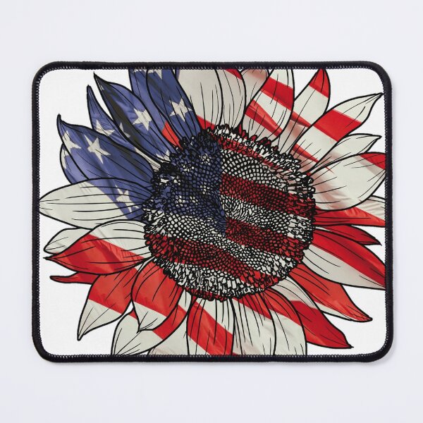 Item preview, Sunflower American flag graphic design print designed and sold by dcrc.
