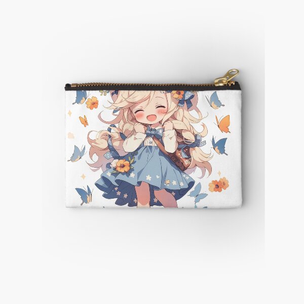 Item preview, happy girl smile wiht flower and butterfly cartoon designed and sold by ASdsign.