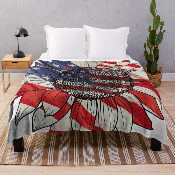 Item preview, Sunflower American flag graphic design print designed and sold by dcrc.