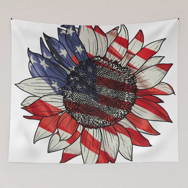 Item preview, Sunflower American flag graphic design print designed and sold by dcrc.