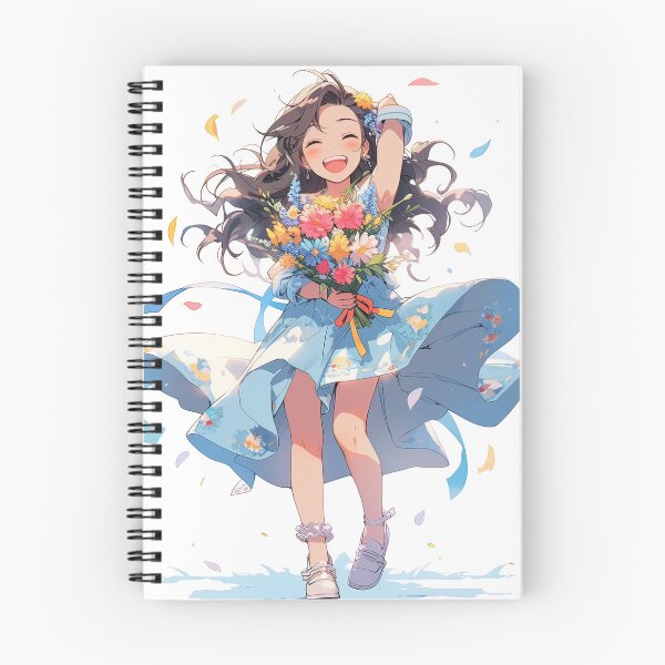 Item preview, happy girl smile wiht flower and butterfly cartoon designed and sold by ASdsign.