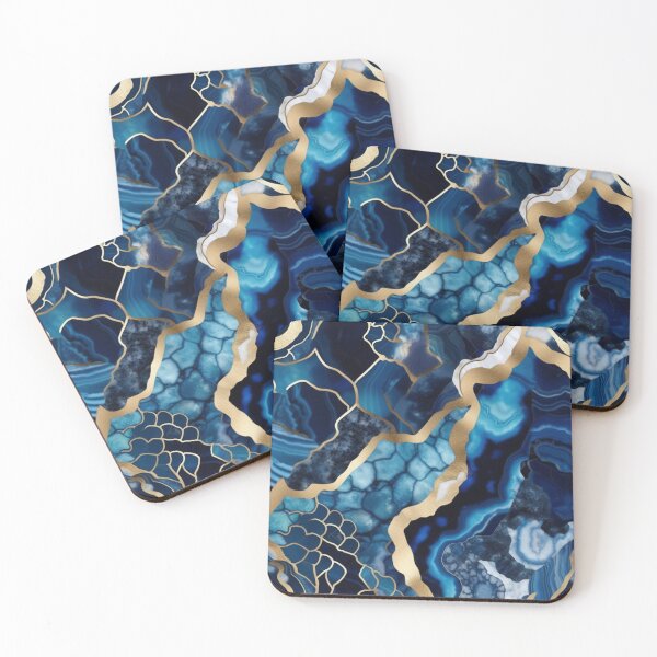 Item preview, Dark Blue Marble Geodes and Texture with Gold Flecks designed and sold by BirdsnStuff.