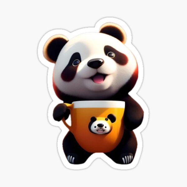 Cute Red Panda Drinking Cup of Black Coffee 2 Sticker for Sale by  eyestetix