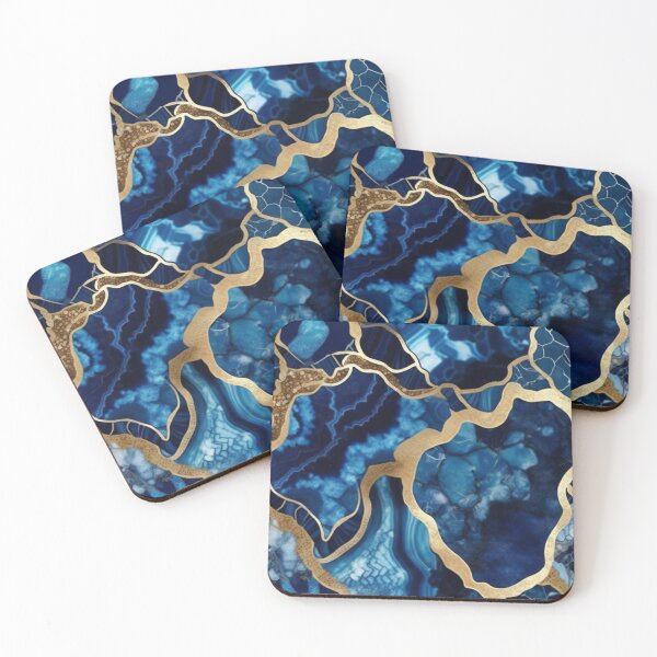 Item preview, Dark Blue Marble Geodes and Texture with Gold Flecks designed and sold by BirdsnStuff.