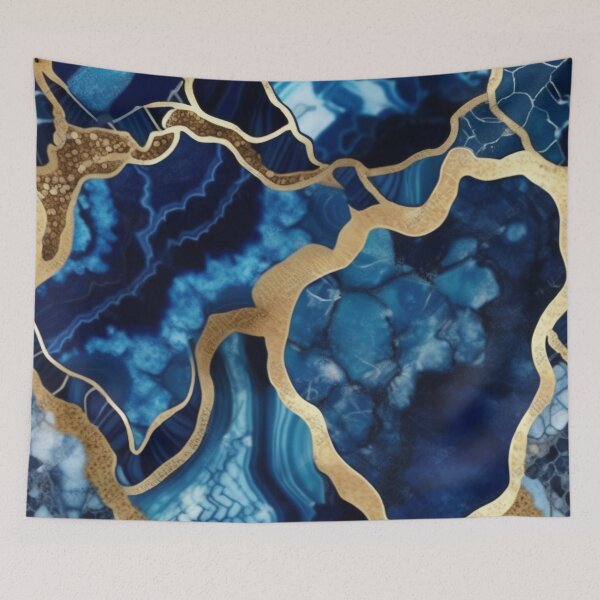 Item preview, Dark Blue Marble Geodes and Texture with Gold Flecks designed and sold by BirdsnStuff.