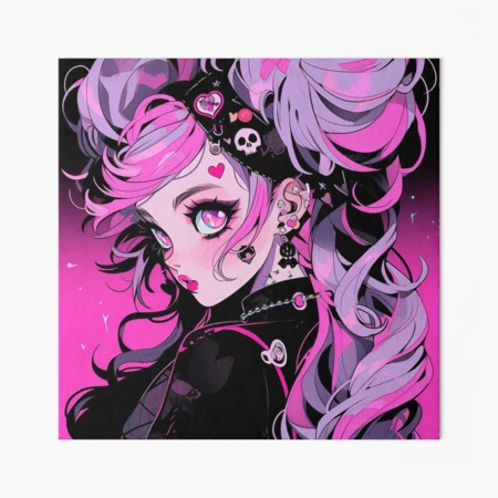 Kawaii Pink and Blue Lolita Fashion Anime Girl Art Board Print