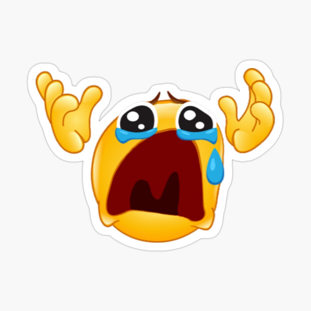 crying emoji with hands Sticker for Sale by tuberculecave | Redbubble