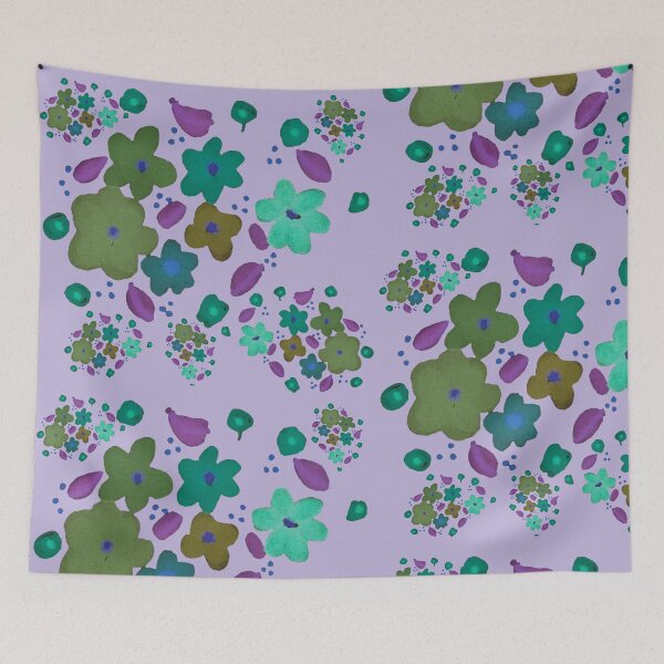 Item preview, Field of Teal Flowers - Pattern designed and sold by jolabrese.