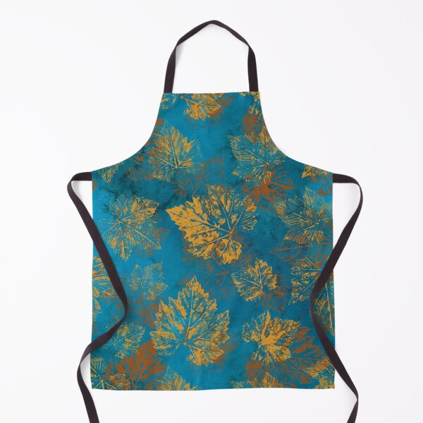 Item preview, Yellow fall leaves imprints on vibrant blue background. Gold Maple leaves. Golden autumn pattern. designed and sold by likapix.