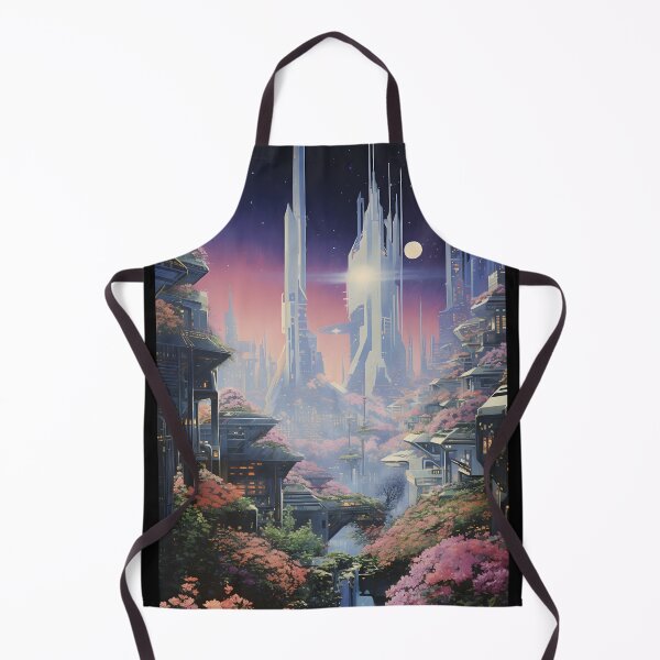 Item preview, Futuristic Landscape of City of the Future and Flower Bushes and Starry Sky designed and sold by Je-we.