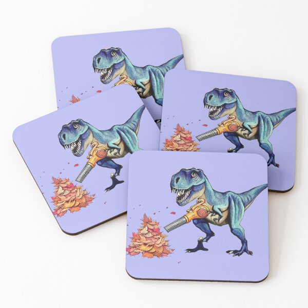 Item preview, Funny T-rex Dinosaur using Leaf Blower for Fall Leaves designed and sold by Nature's Fancy.