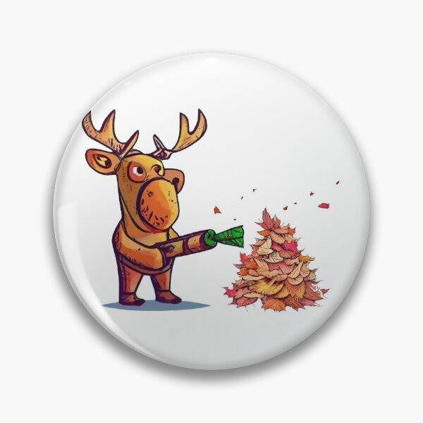 Item preview, Funny Moose using Leaf Blower for Fall Leaves designed and sold by Nature's Fancy.