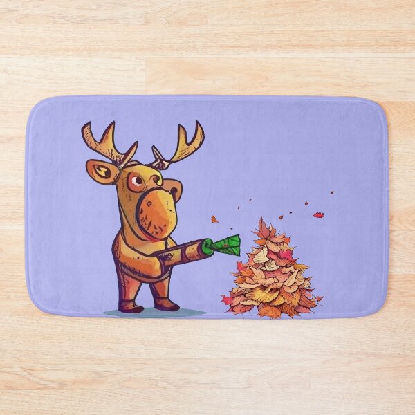Item preview, Funny Moose using Leaf Blower for Fall Leaves designed and sold by Nature's Fancy.