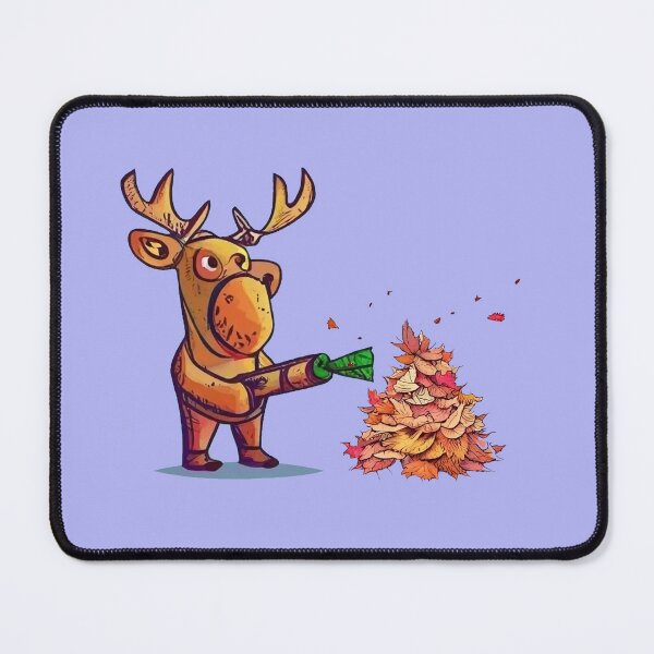 Item preview, Funny Moose using Leaf Blower for Fall Leaves designed and sold by Nature's Fancy.