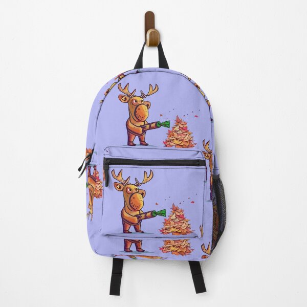 Item preview, Funny Moose using Leaf Blower for Fall Leaves designed and sold by Nature's Fancy.