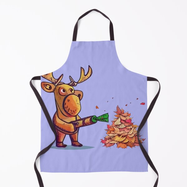 Item preview, Funny Moose using Leaf Blower for Fall Leaves designed and sold by Nature's Fancy.