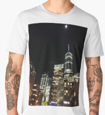 Metropolitan area, New York, Manhattan, Brooklyn, New York City, architecture, street, building, tree, car,   Men's Premium T-Shirt