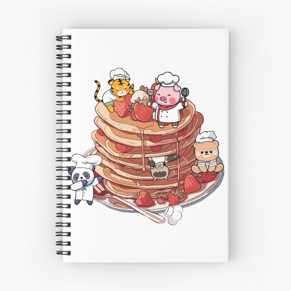 Item preview, A vintage anime style art of kawaii animals making strawberry pancakes!  designed and sold by BALQYS.