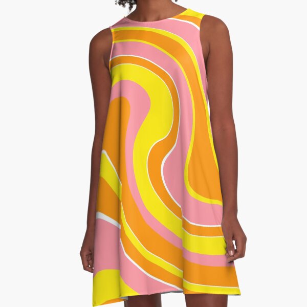 Item preview, 60's 70's Retro Liquid Stripe in Orange, Yellow and Pink designed and sold by MellowCat.